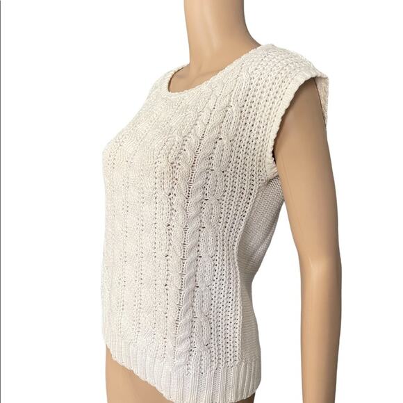 Vintage Smith & Jones Knitted Top Women M Cap Sleeves Elegant Clean Look - Picture 2 of 9